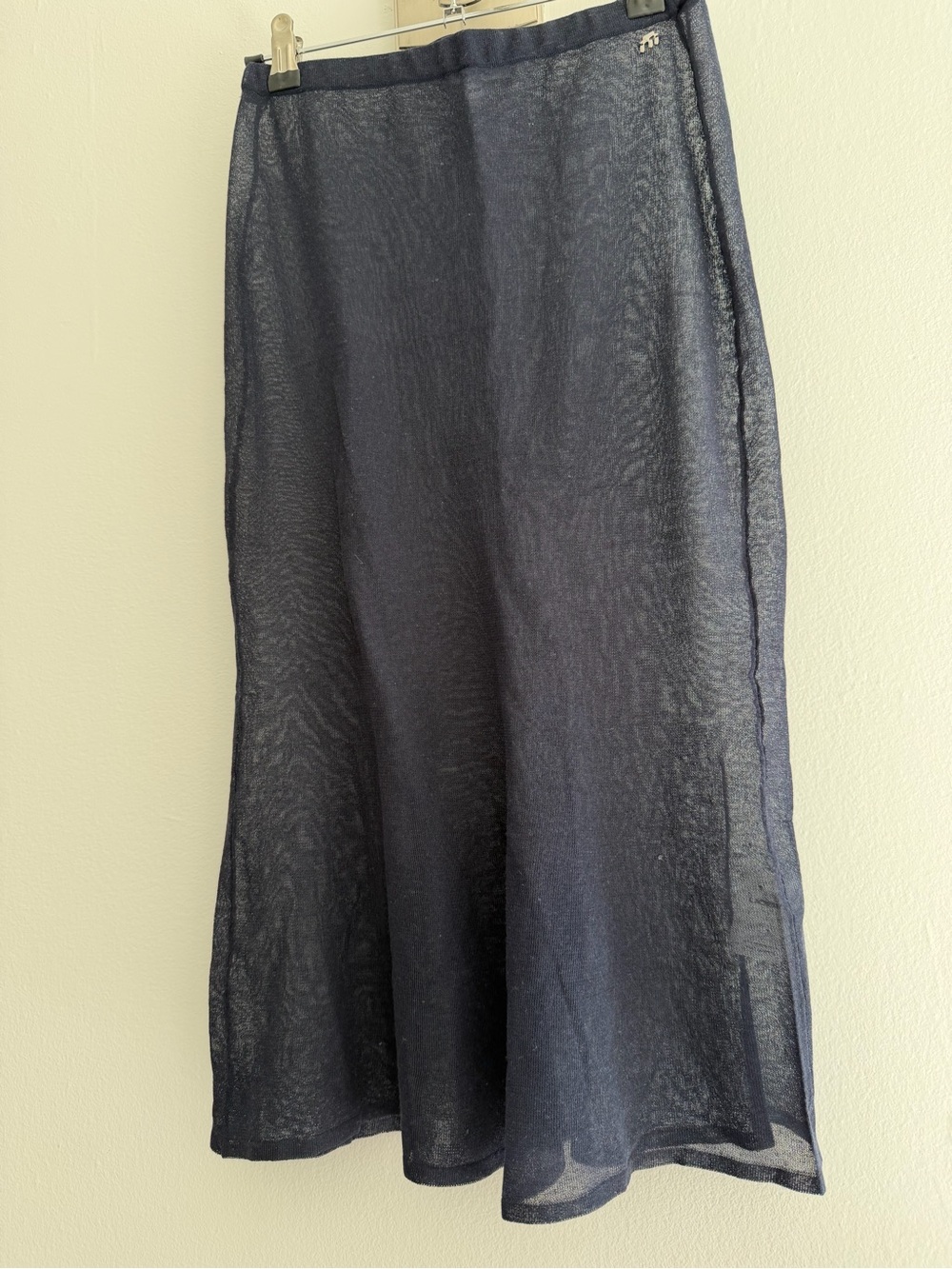 Miaou Sheer Navy A-Line Midi Skirt